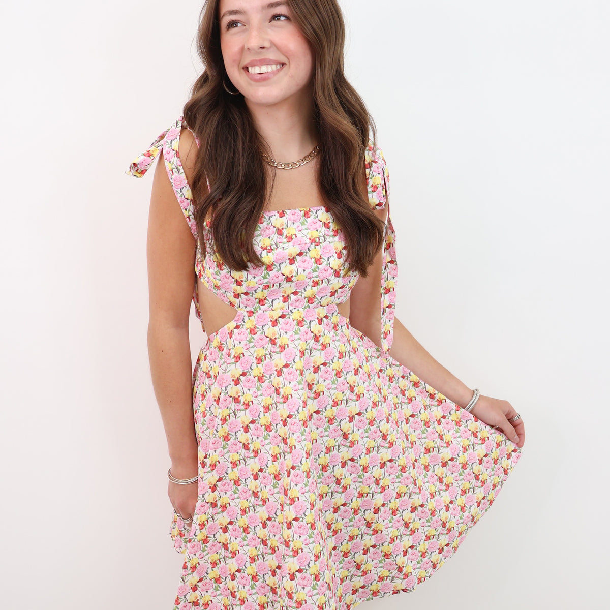 Floral Cut Out Mini Dress  Moda Boutique