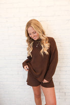 Cozy Knit Sweater Set - Chocolate Brown