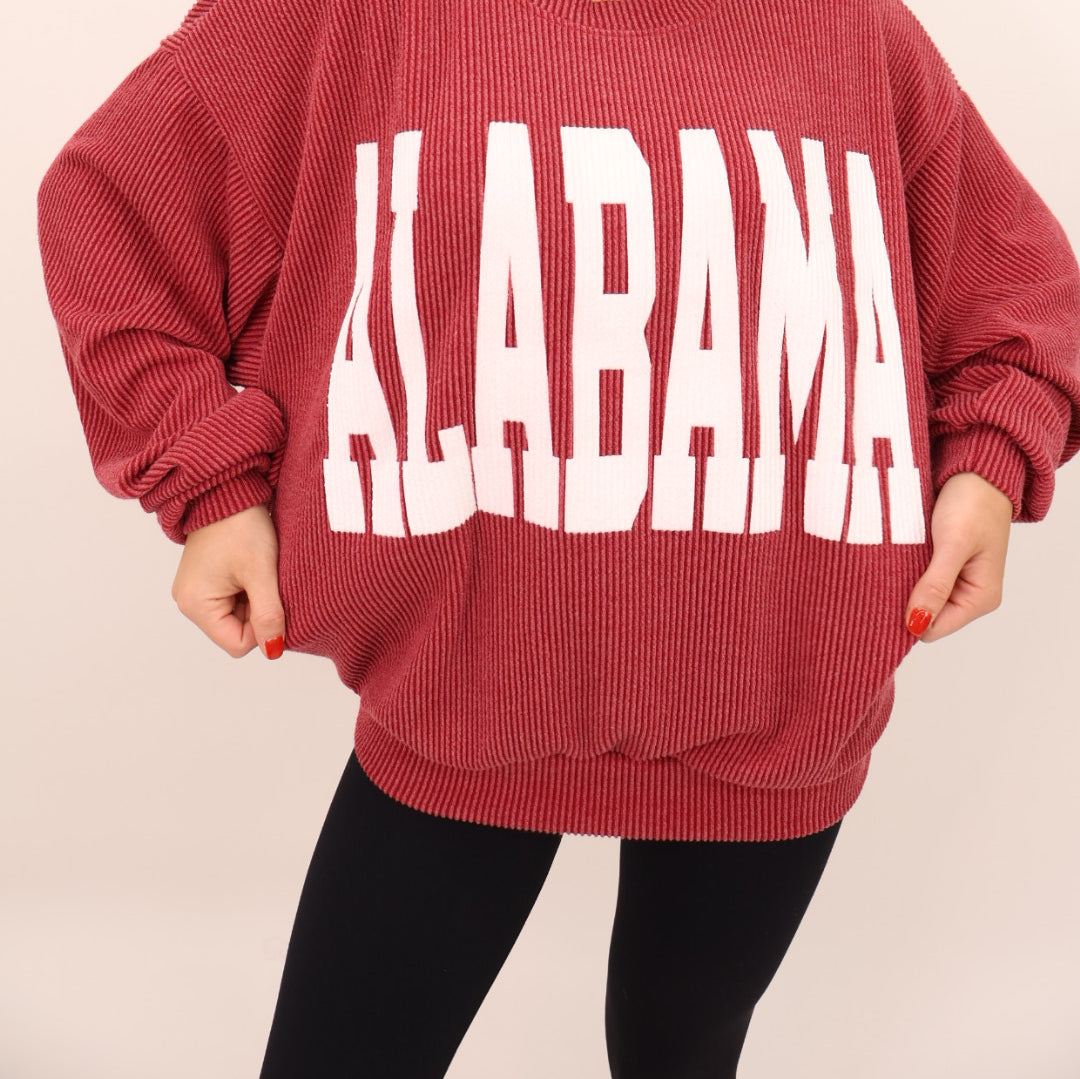 Alabama Ribbed Pullover - Crimson