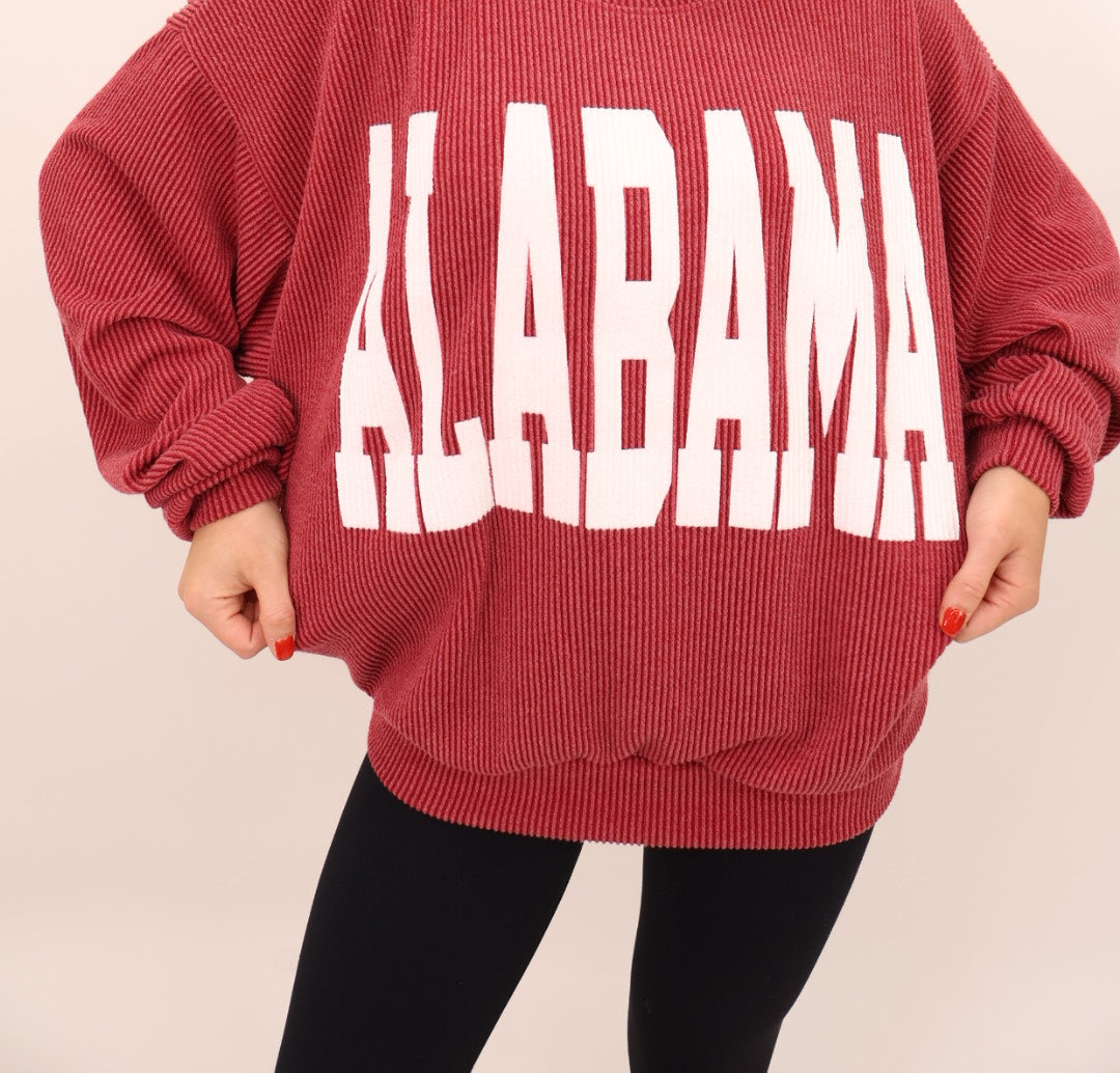 Alabama Ribbed Pullover - Crimson