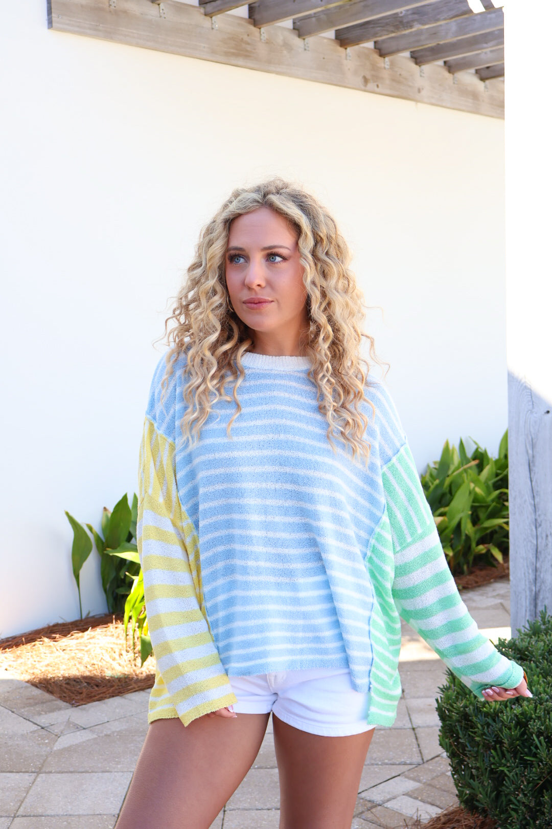 Seaside Stripe Colorblock Lightweight Sweater