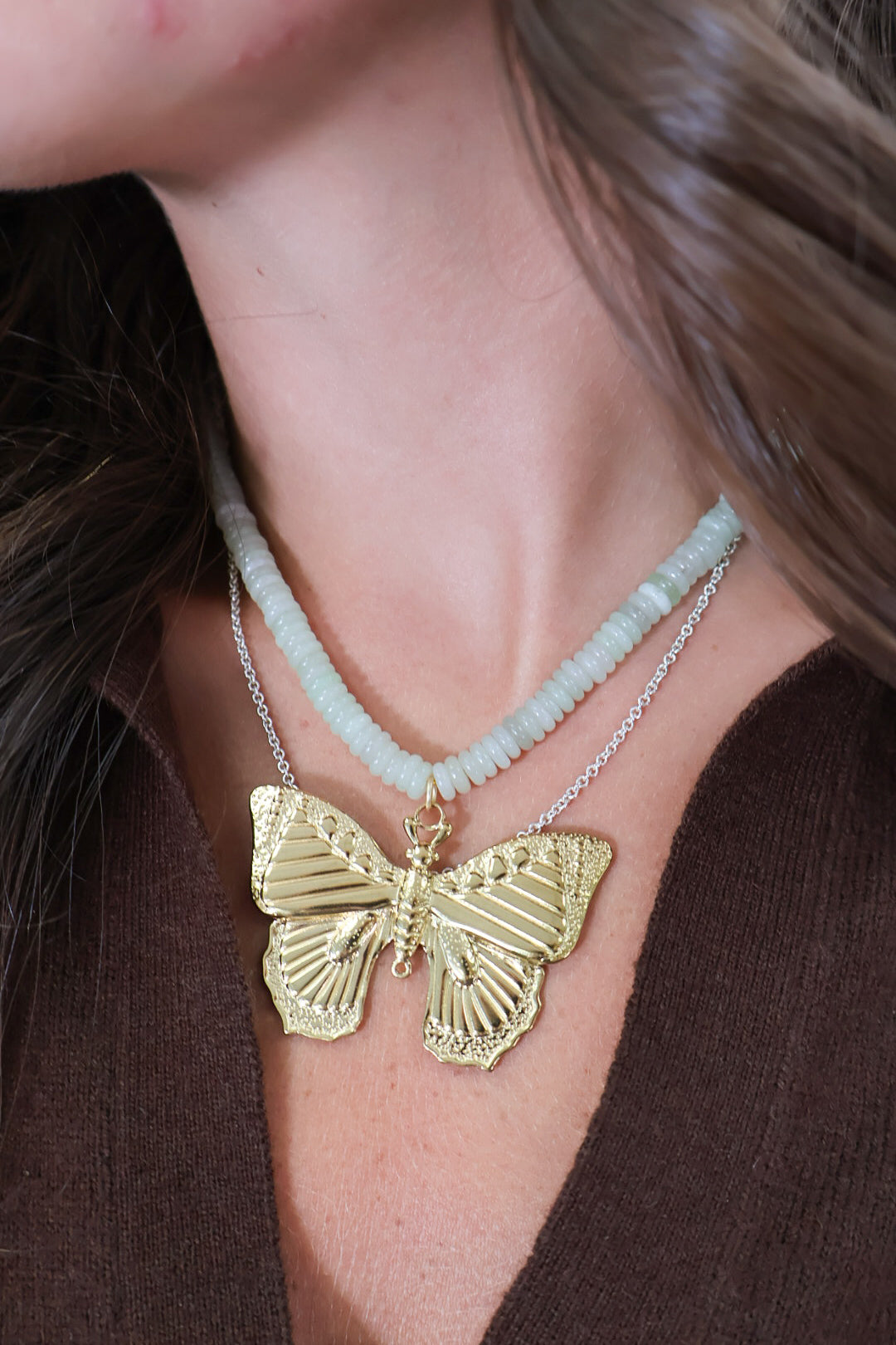 Sage Green Butterfly Necklace
