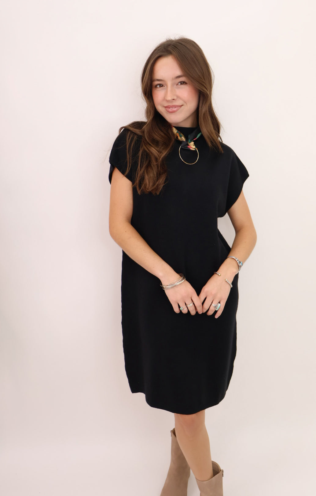 Sleeveless Sweater Dress - Black
