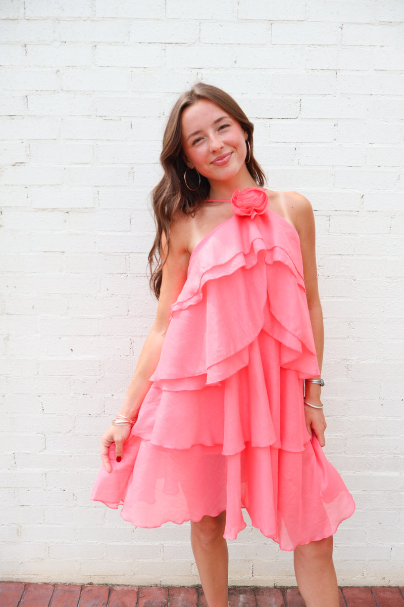 halter dress coral Coral Pink Bridesmaid Dress Matte Satin Size Medium