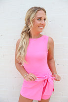 Wrap front athletic romper pink