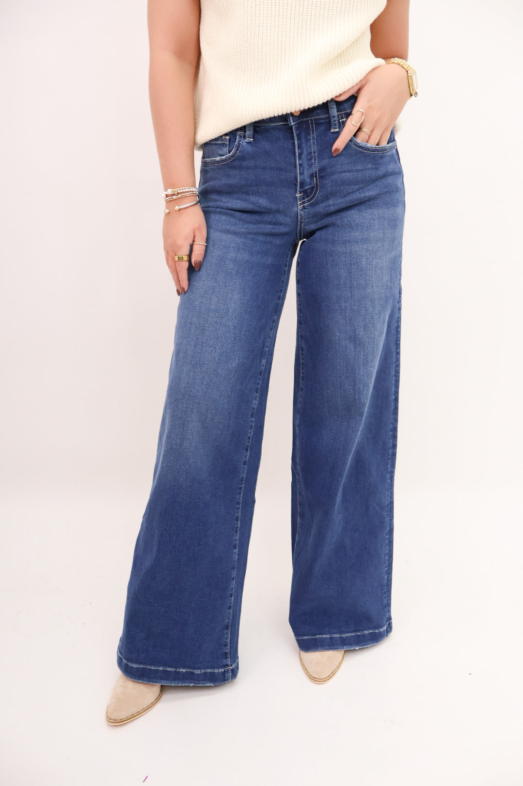 Vervet Jesse Mid Rise Full Leg Dark Denim
