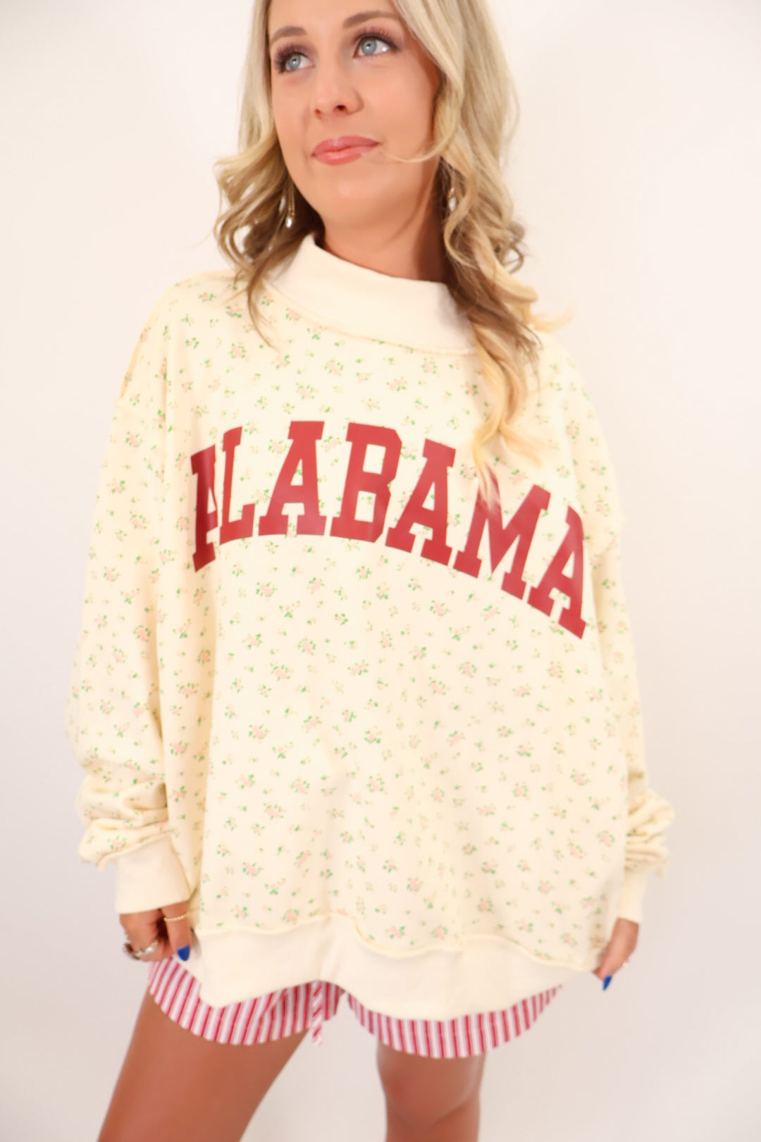 Floral Alabama / AL Reversible Mock Neck Pullover