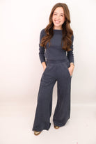 Everyday Wide Leg Pants and Top Set - Charcoal