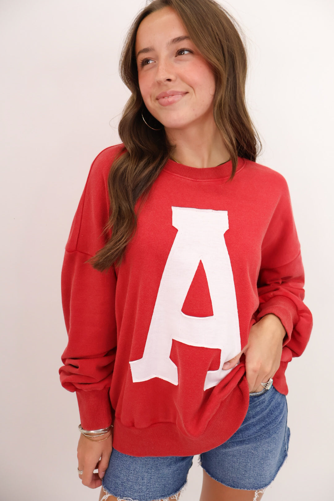 Varsity "A" Washed Sweatshirt – Crimson