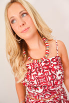 Crimson & Gray Beaded Necklace