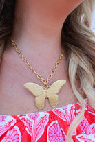 Oversized Gold Butterfly Statement Necklace