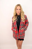Plaid Sequin Oversized Blazer
