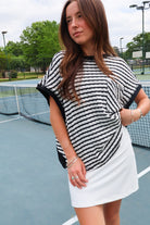 Open Back Striped Tee - Black