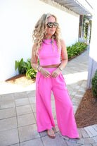The Everyday Escape Ribbed Tank Set - Fuchsia