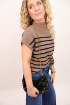The Studded Faux Leather Shoulder Bag - Black