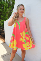 Coral Floral Trapeze Mini Dress