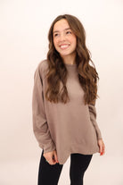 Soft Side Slit Tunic Top - Cocoa Brown