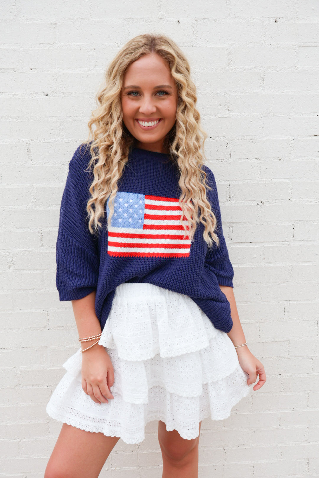 Americana Knit Flag Sweater - Navy – Moda Boutique