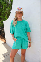 Mineral Washed Shorts Set - Seafoam