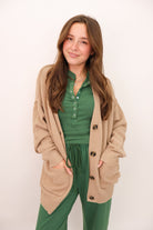 Oversized Button Front Mocha Cardigan