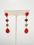 Holiday Gem Drop Earrings — Red