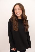 Soft Side Slit Tunic Top - Black