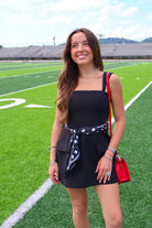Black Romper Dress with Front Pockets