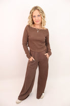 Everyday Wide Leg Pants and Top Set - Chocolate