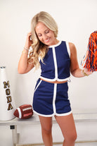 Navy Crop Top & Mini Skirt Set