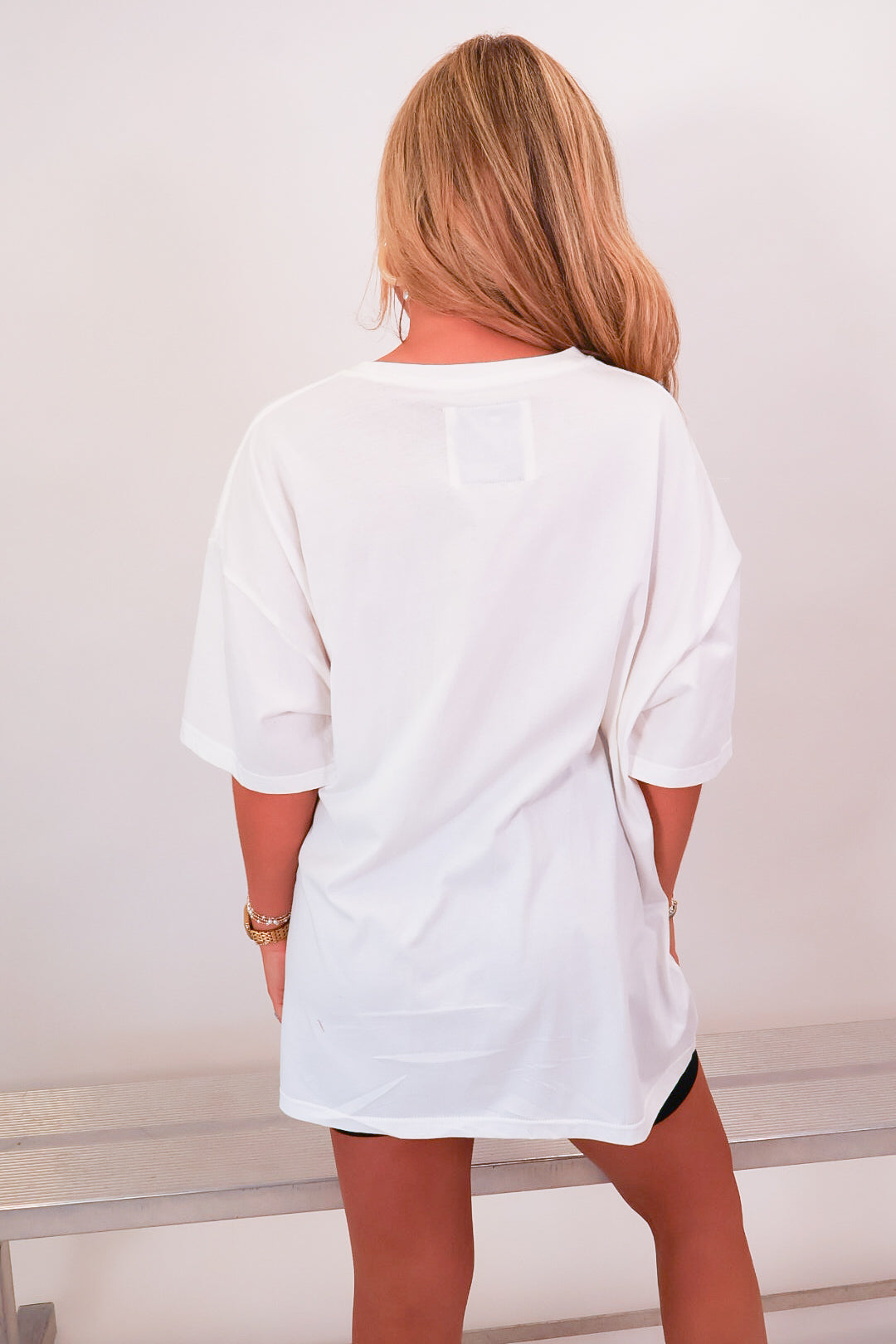 White Alabama Crimson Tide oversized tee with distressed script A — view 7