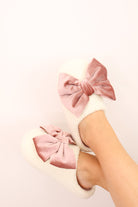 Velvet Bow Cozy Slippers