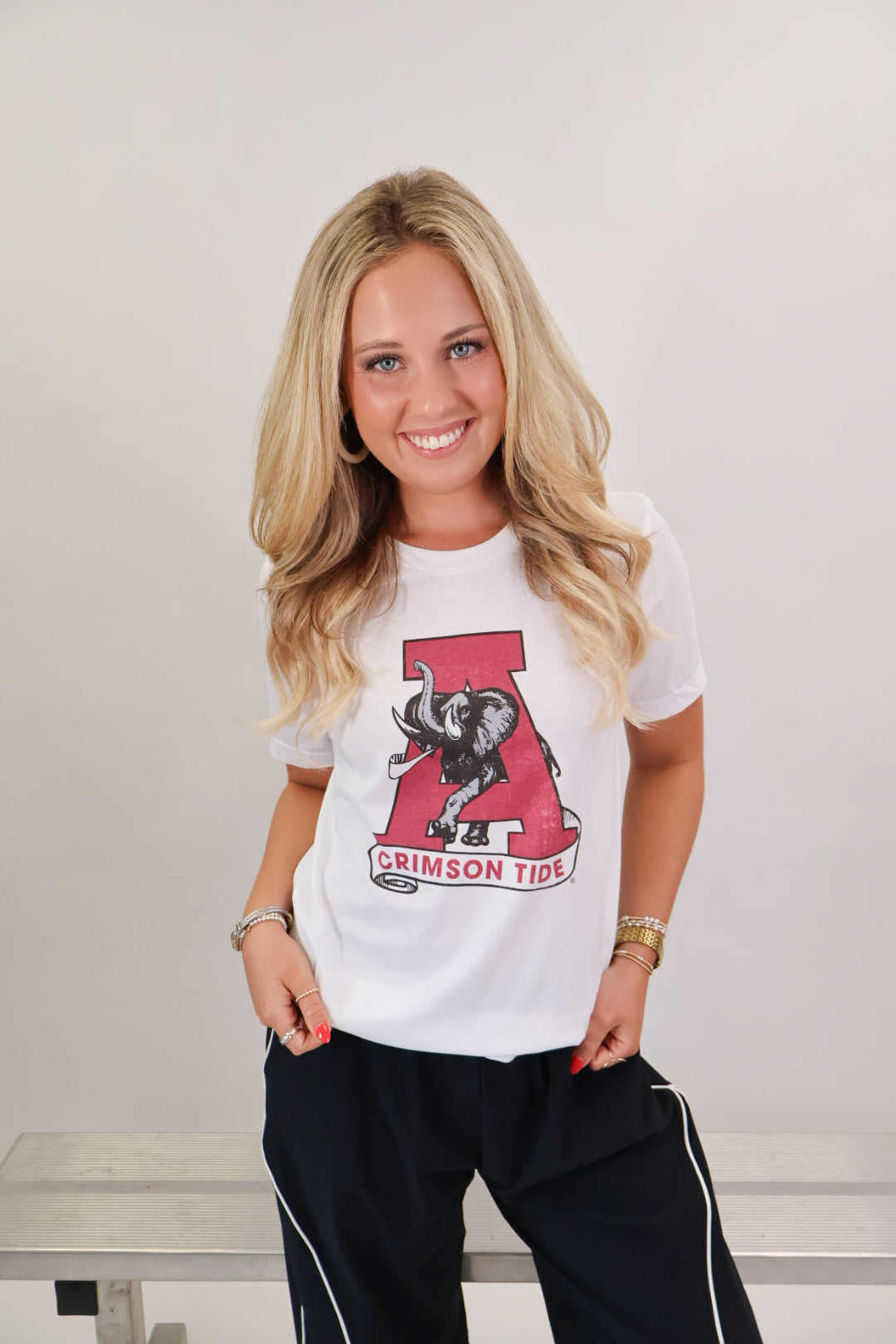 White Alabama Crimson Tide vintage elephant A tee — view 4