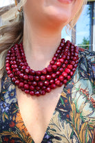 Burgundy Multi-Strand Beaded Necklace