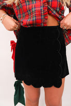 Black Velvet Scallop Skort