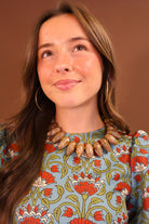 Large Brown Marbled Beaded Necklace