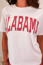 White Alabama arched graphic crop tee with pennant and checkered star — view 7