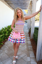 Colorblock Gingham Smocked Mini Dress