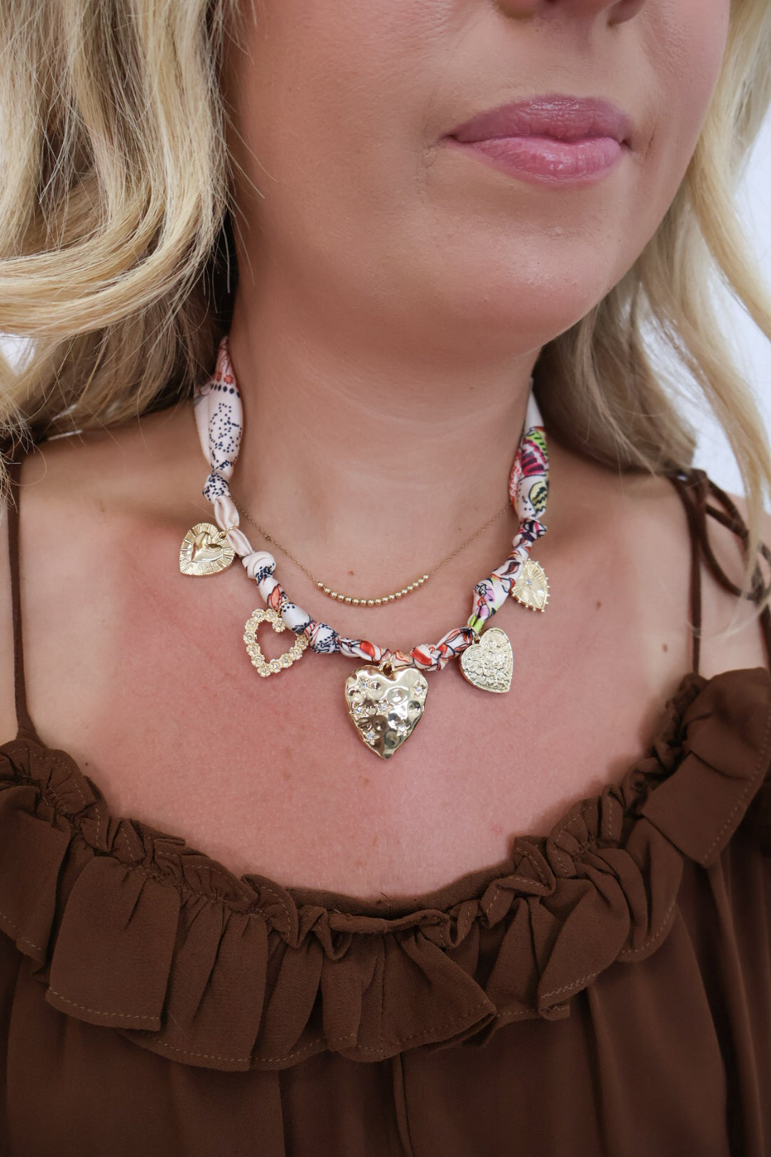 Gold Hearts Charm Necklace