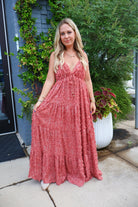 Rosewood Fringe Textured Maxi Dress