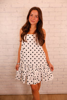 Black & White Polka Dot Ruffle Mini Dress
