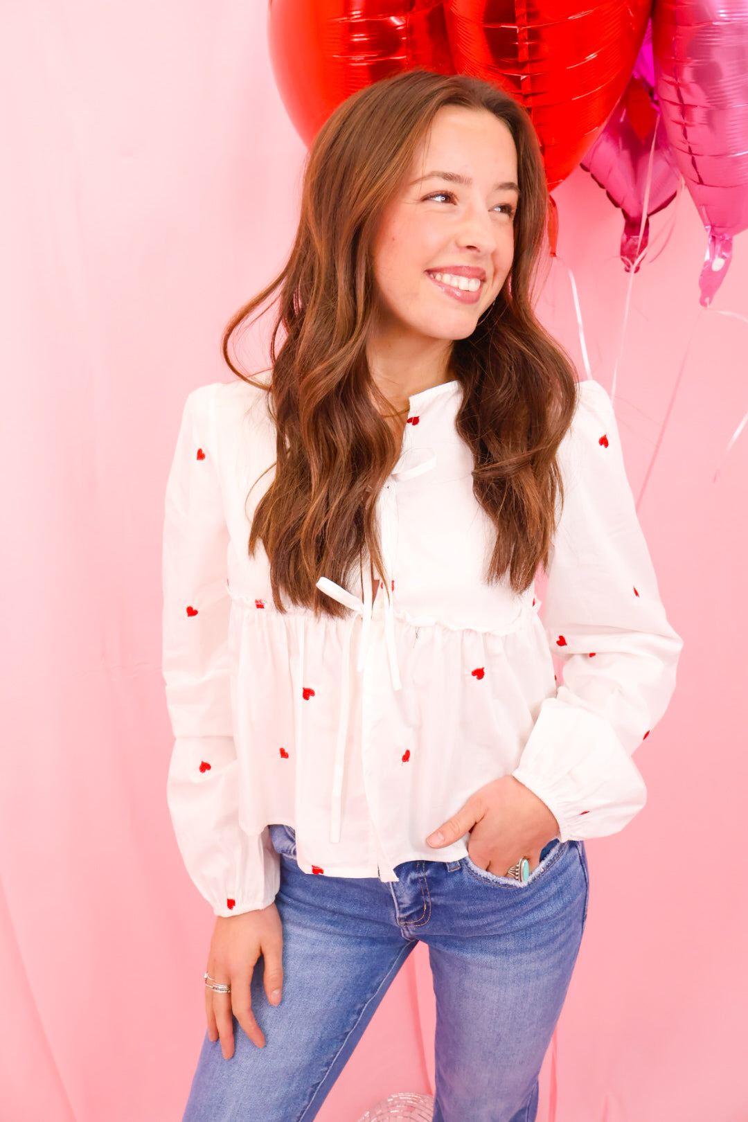 Embroidered Heart Tie Front Top – Moda Boutique