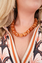 Amber Marbled Bead Necklace