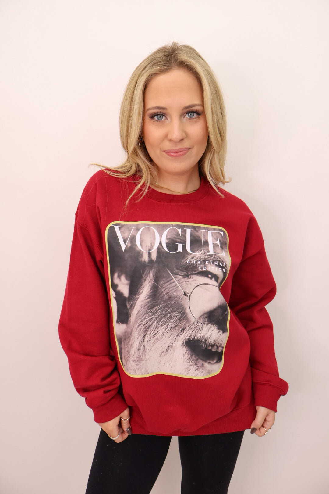 Santa Vogue Christmas Sweatshirt – Red
