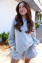 The Coastal Stripe Lounge Set - Lime/Lavender