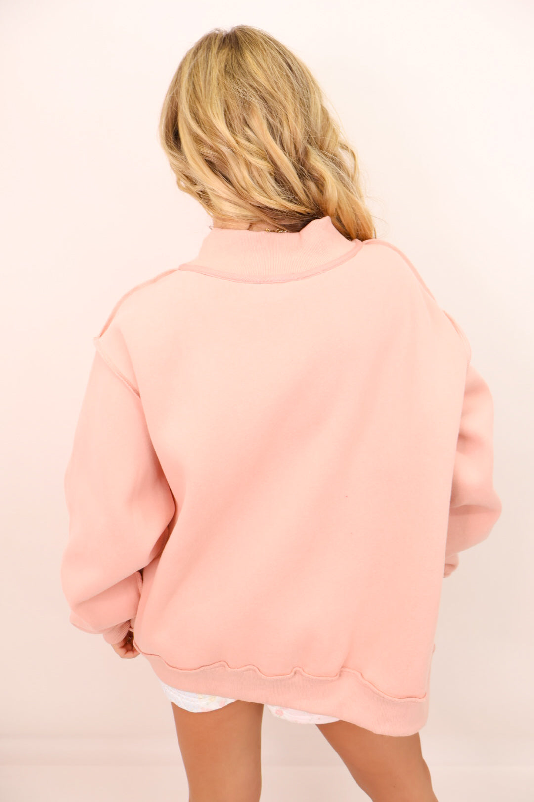 Amen WWJD Reversible Mock Neck Pullover – Blush – Moda Boutique