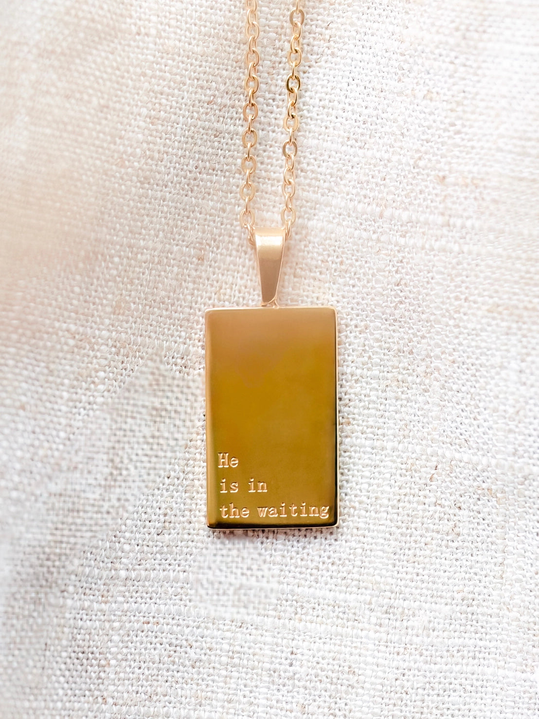 He Is In The Waiting Engraved Necklace