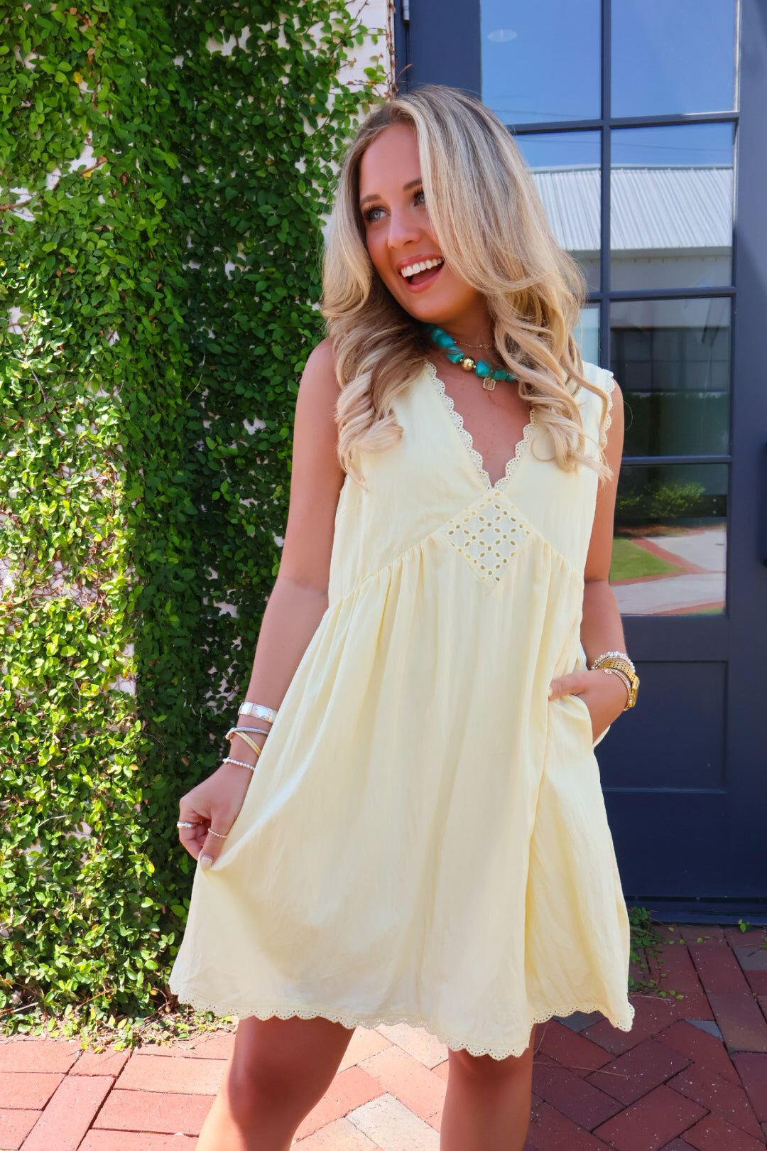 Butter Yellow Babydoll Mini Dress