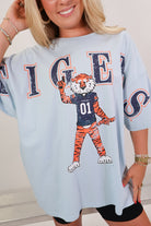 Baby blue Auburn Tigers oversized tee with retro Aubie graphic — view 4