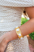 Pearl Studded Gold Bangle
