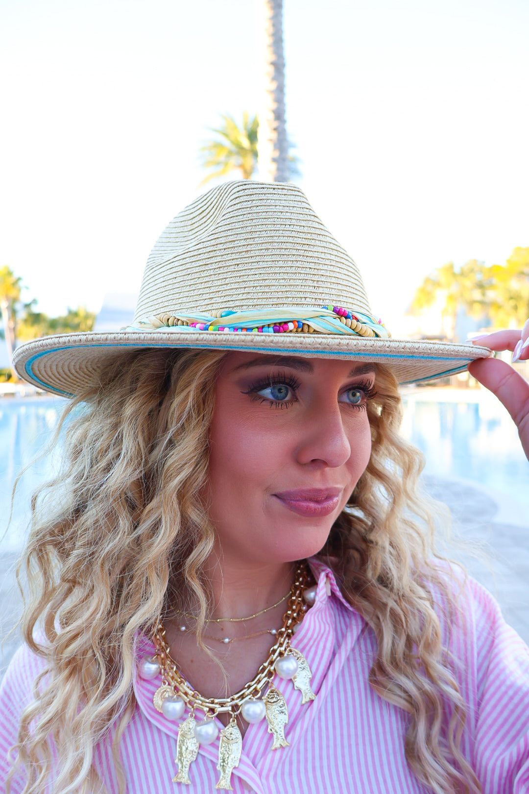 Colorful Beaded Panama Hat